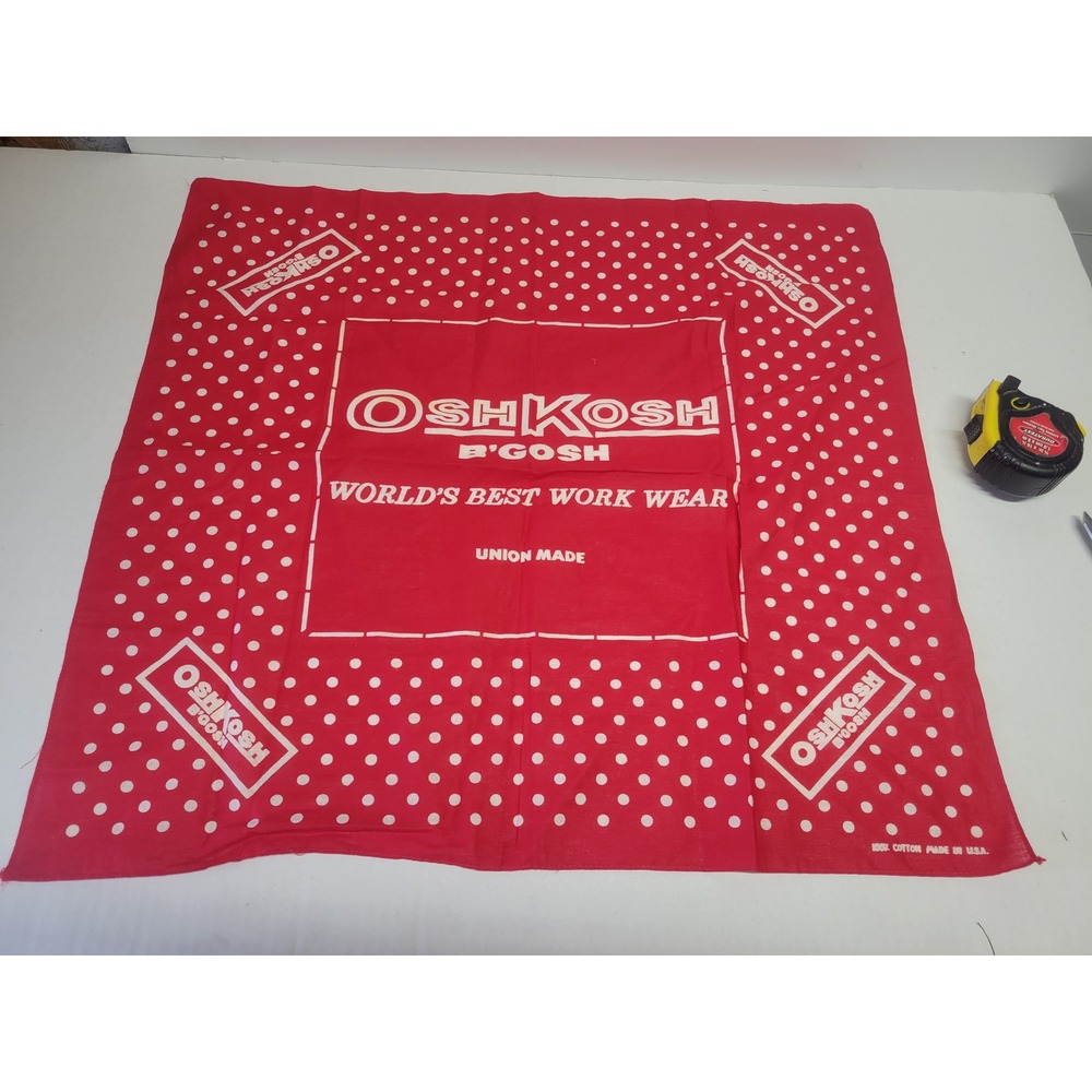 OshKosh‎ B'Gosh Vintage Red Polka Dot Bandana Union Made USA Workwear Accessory